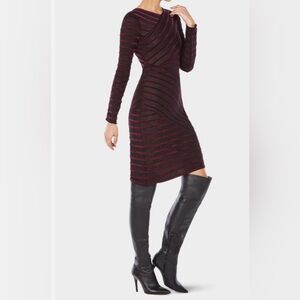 BCBGMAXAZRIA beautiful midi dress in color black and burgundy in size xxs